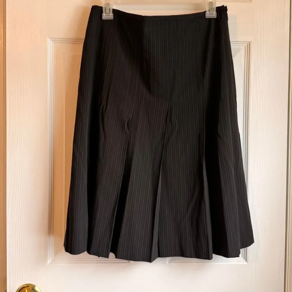 Y2K Minimalist Officesiren Pinstripe Pleated Midi Skirt  Size 8